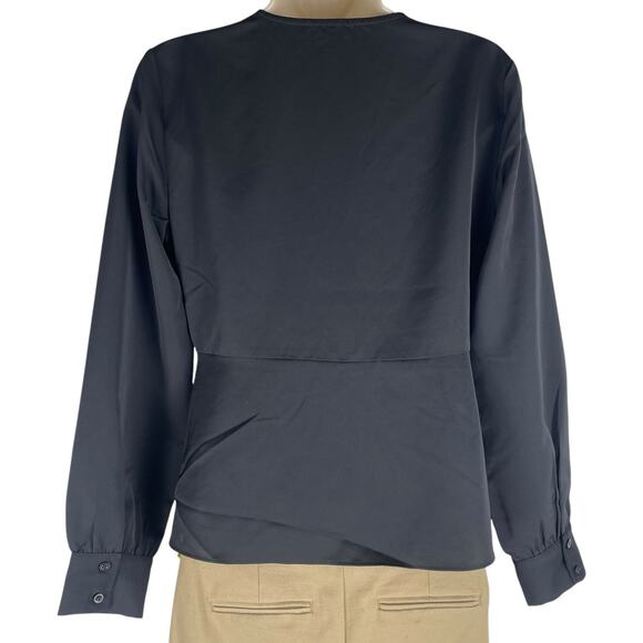 Express V Neck Long Sleeve Twist Front Top Black Size XS - Picture 7 of 9